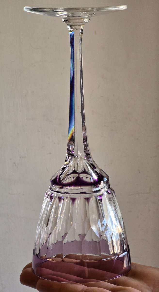 Pair Of Antique Crystal Stem Glasses-photo-4