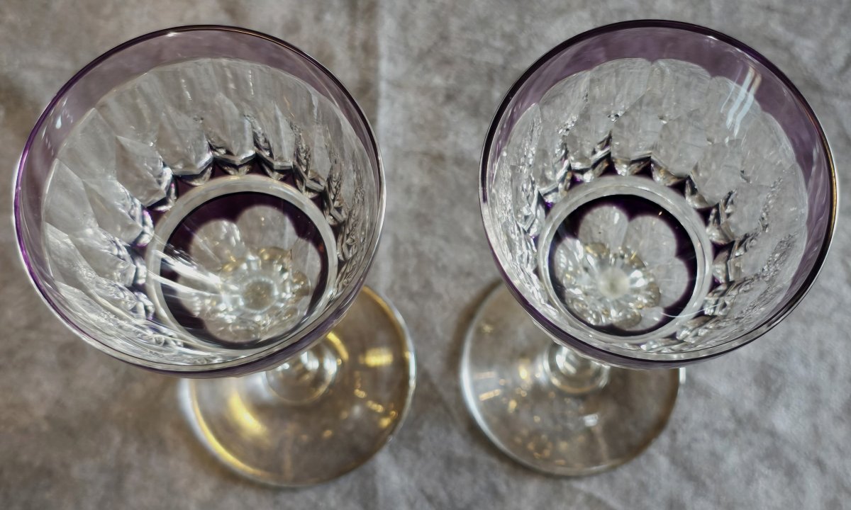 Pair Of Antique Crystal Stem Glasses-photo-3