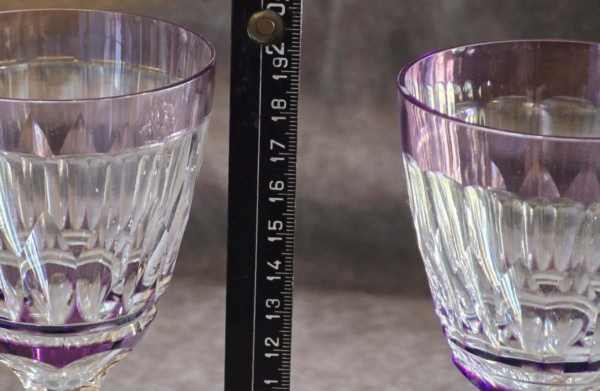 Pair Of Antique Crystal Stem Glasses-photo-4