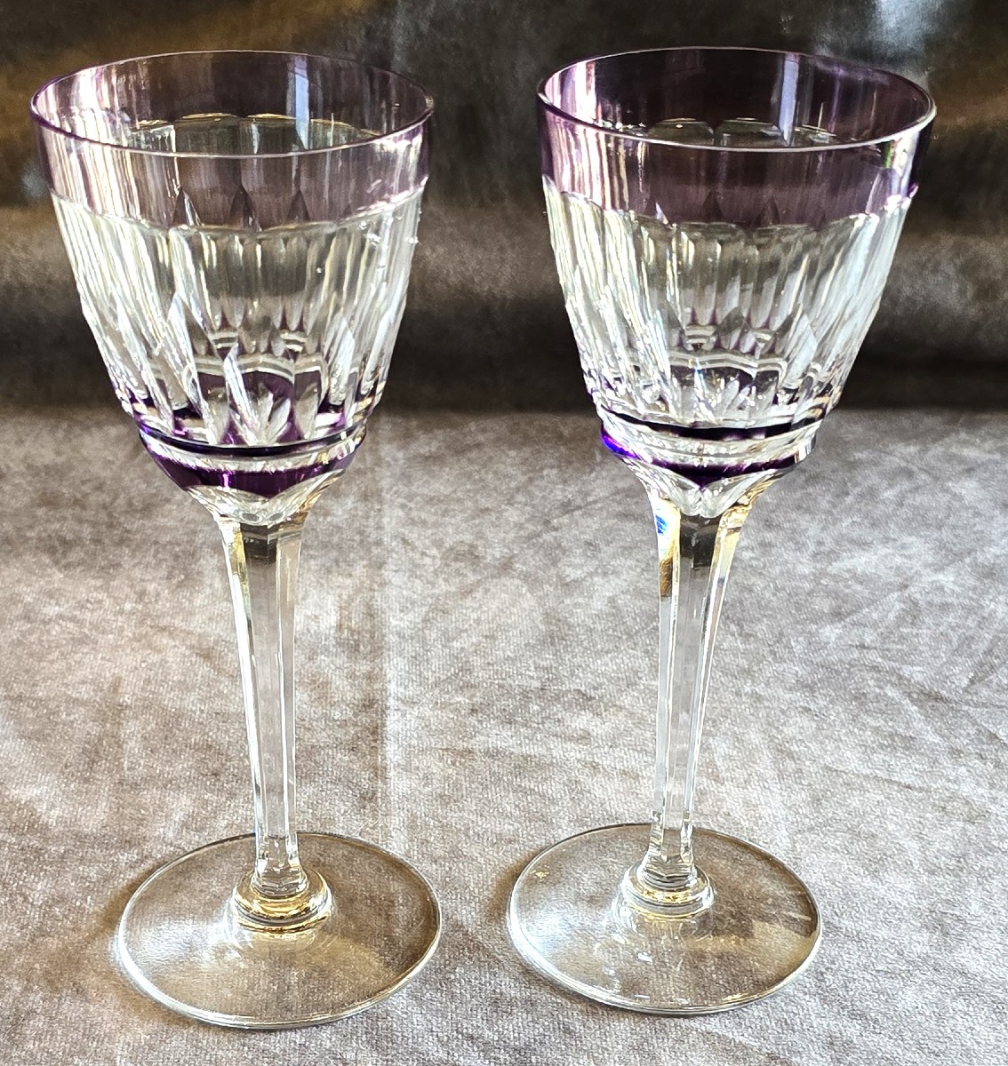 Pair Of Antique Crystal Stem Glasses