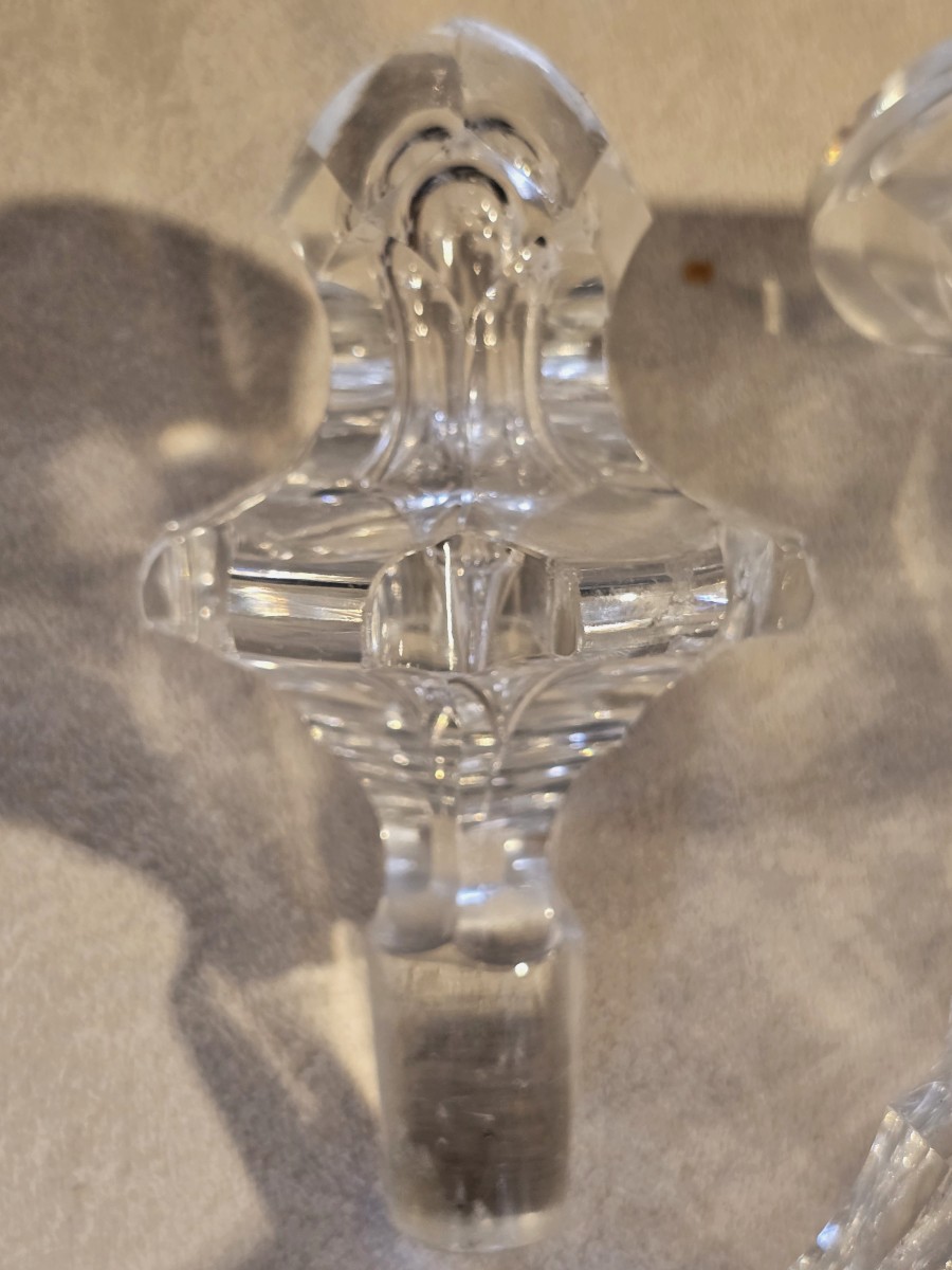 Ancien flacon petite carafe à liqueur en cristal de Bohême taillé XIXᵉ siècle-photo-2