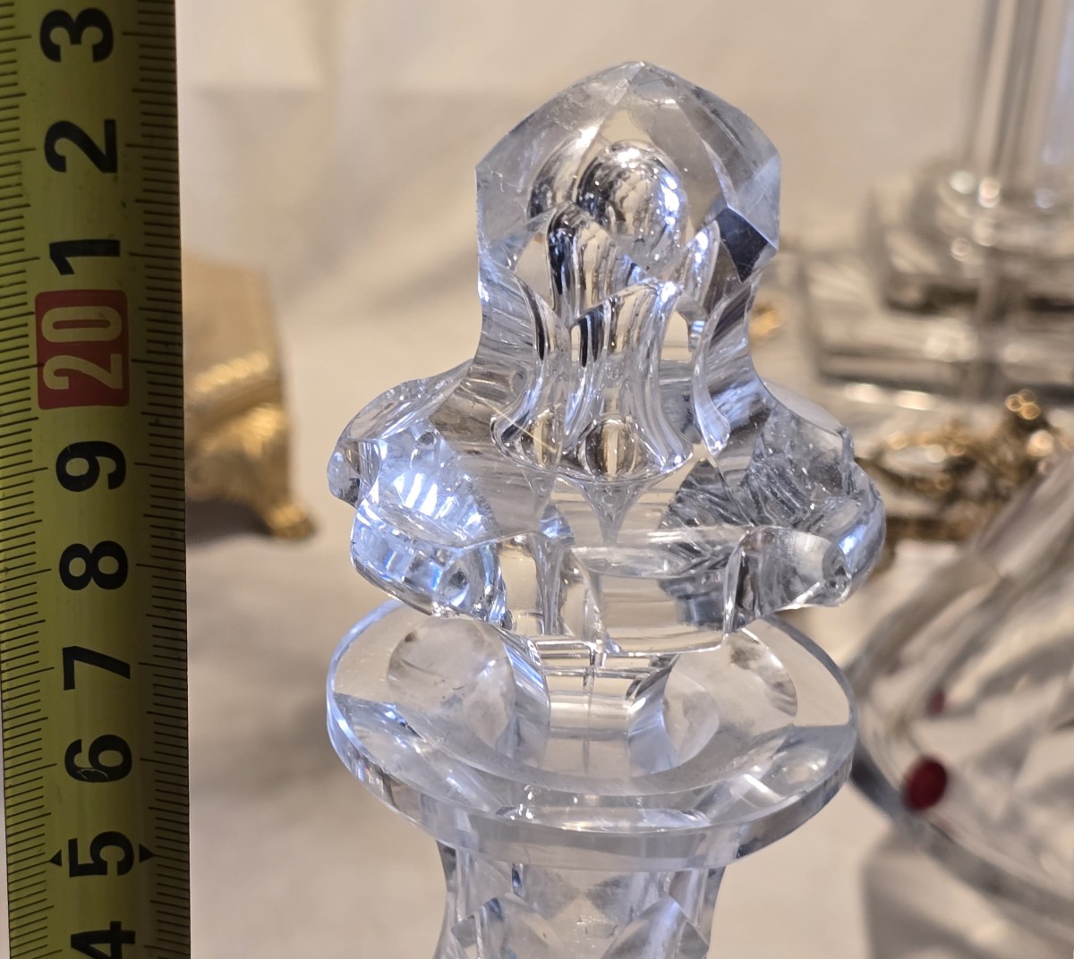 Ancien flacon petite carafe à liqueur en cristal de Bohême taillé XIXᵉ siècle-photo-3