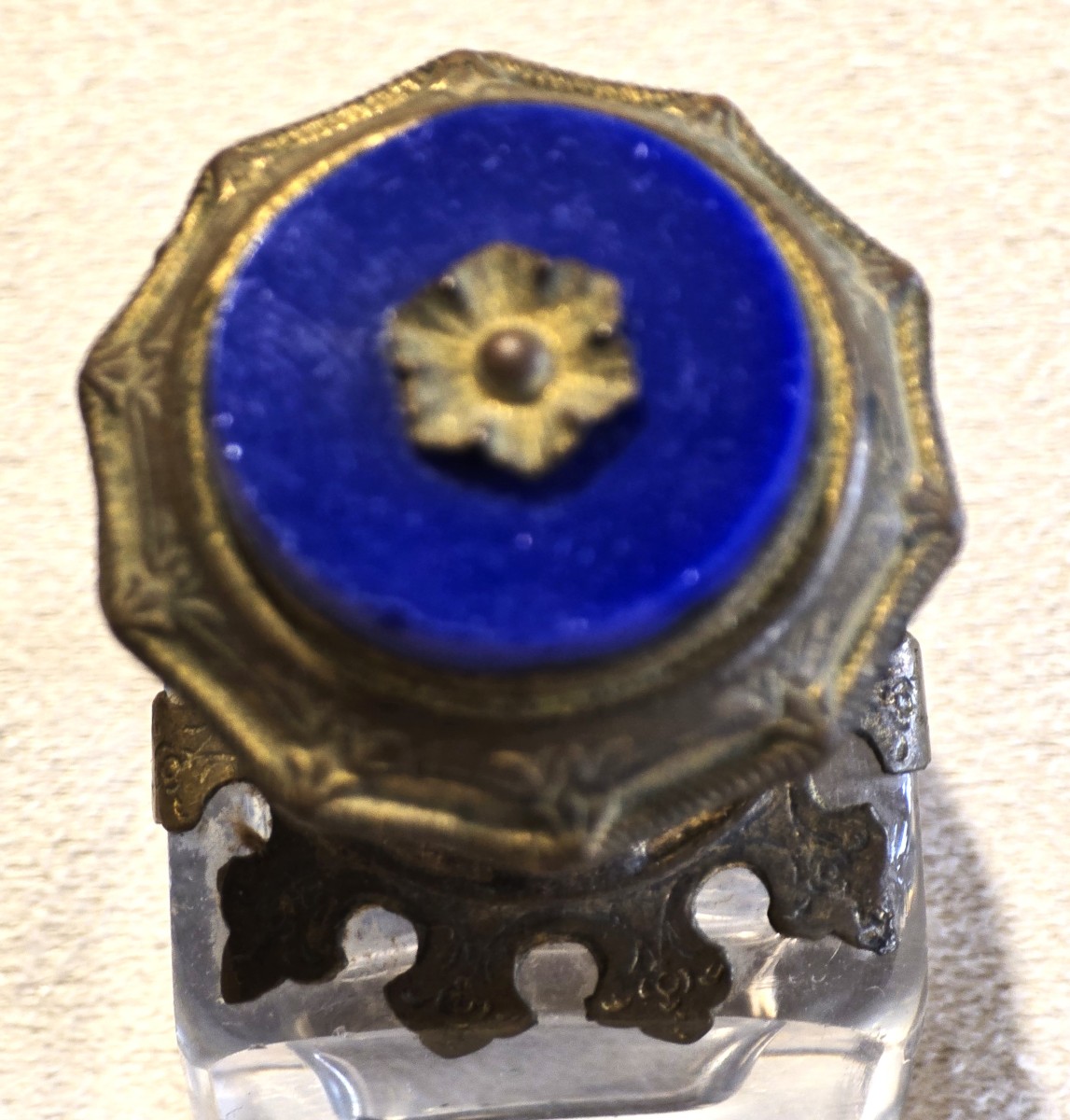 Ancienne ampoule à parfum en verre de forme carrée XIX ème siècle-photo-4