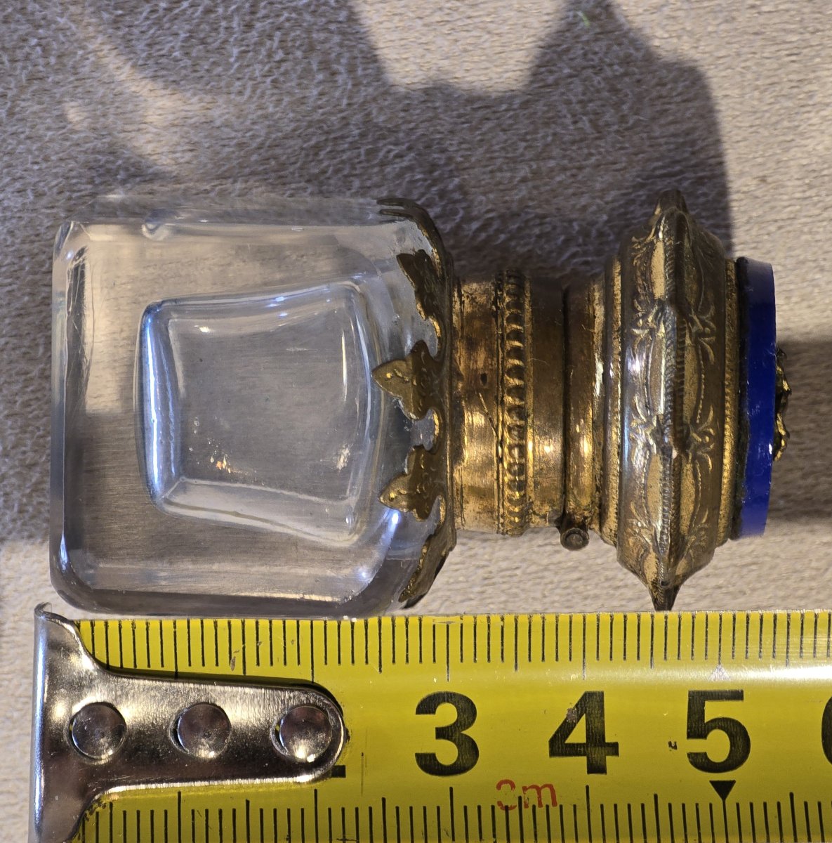 Ancienne ampoule à parfum en verre de forme carrée XIX ème siècle-photo-6