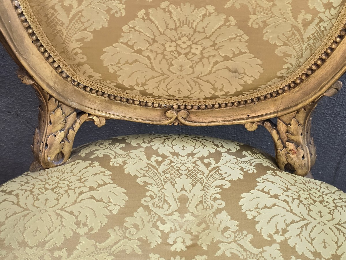 Antique Italian Neoclassical Armchair In Gilded Wood, 18th Century-photo-4