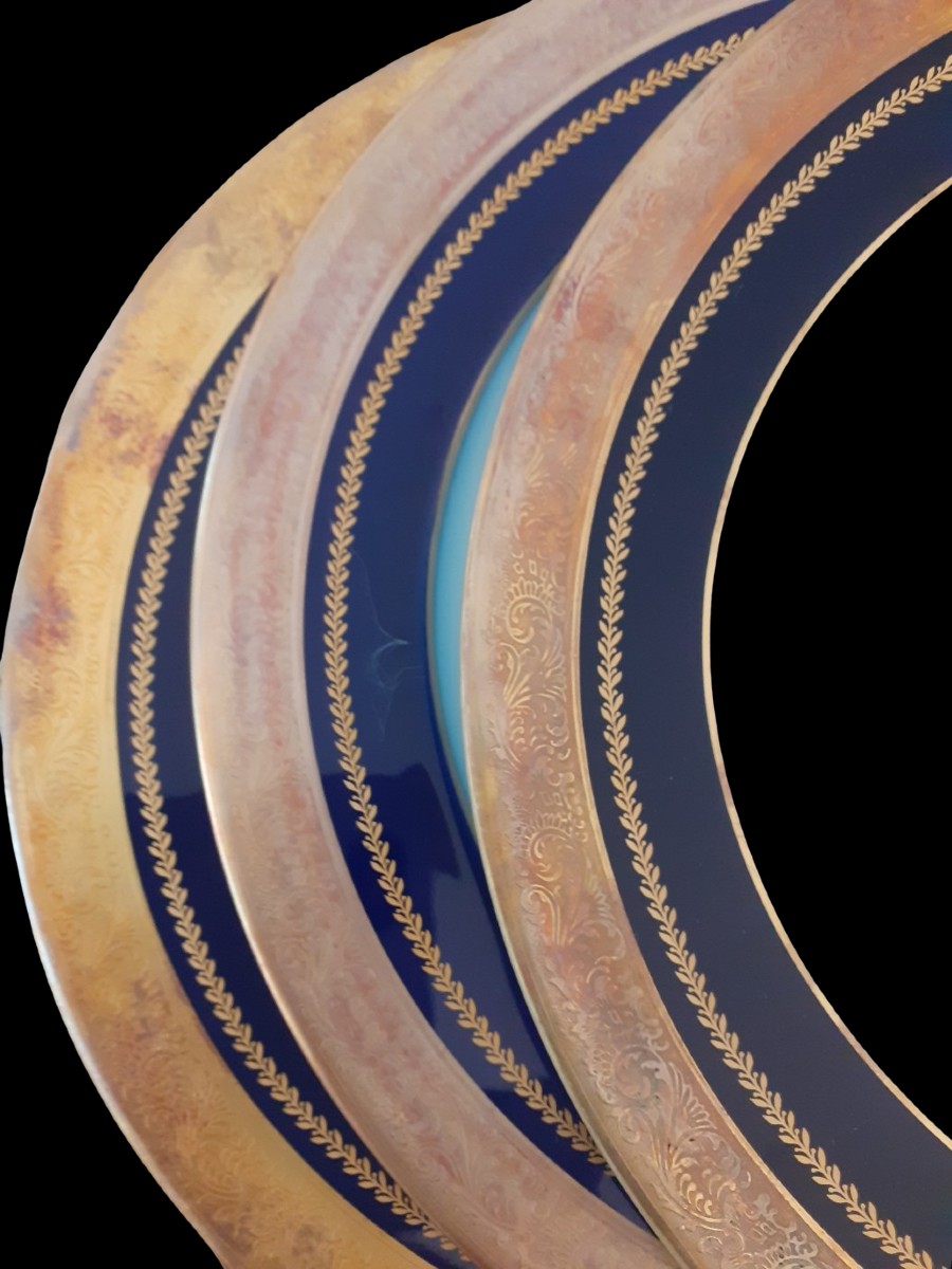 Ensemble de six anciens dessous d’assiettes  porcelaine Chastagner  Limoges avec monogramme CCE-photo-6