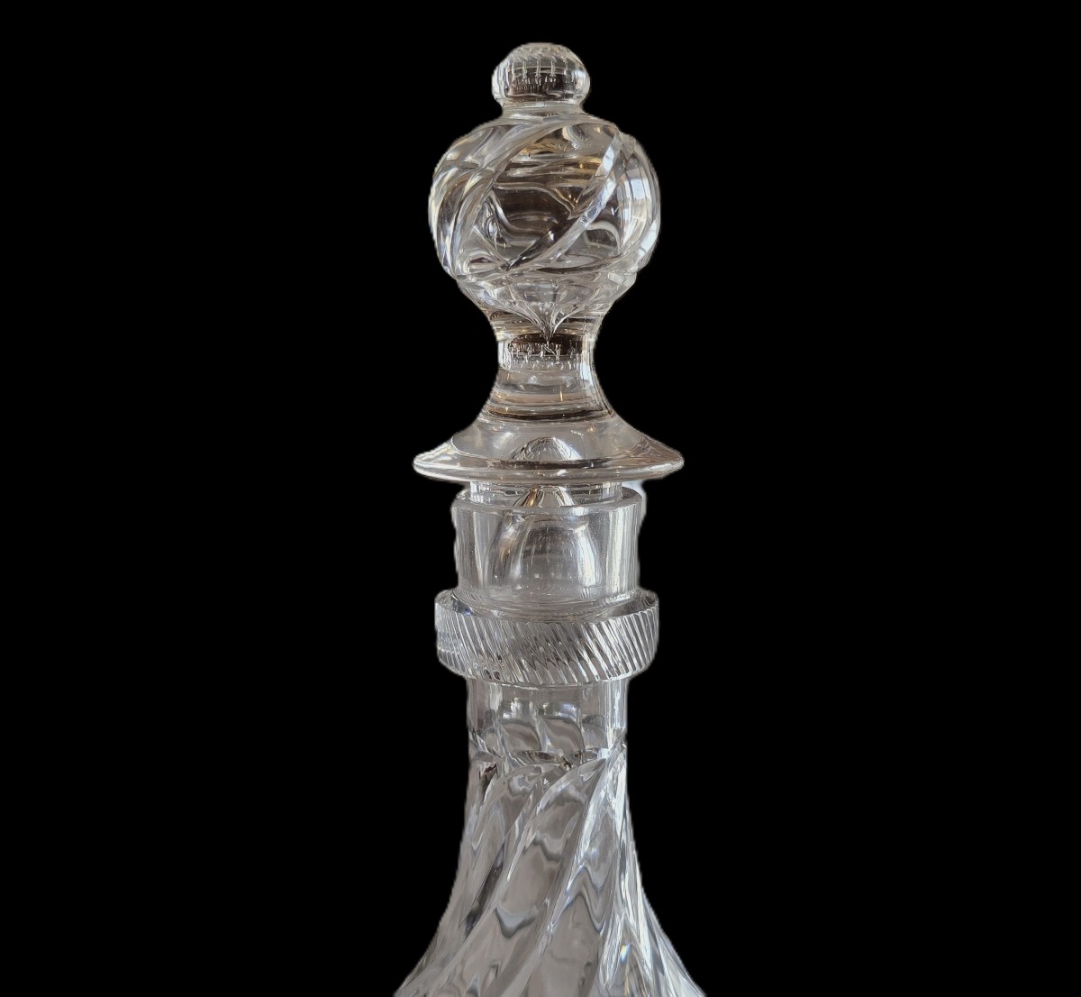 Antique Engraved Crystal Carafe, Attributed To Baccarat-photo-2