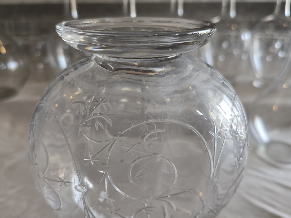 Antique Engraved Crystal Carafe, Attributed To Baccarat-photo-4