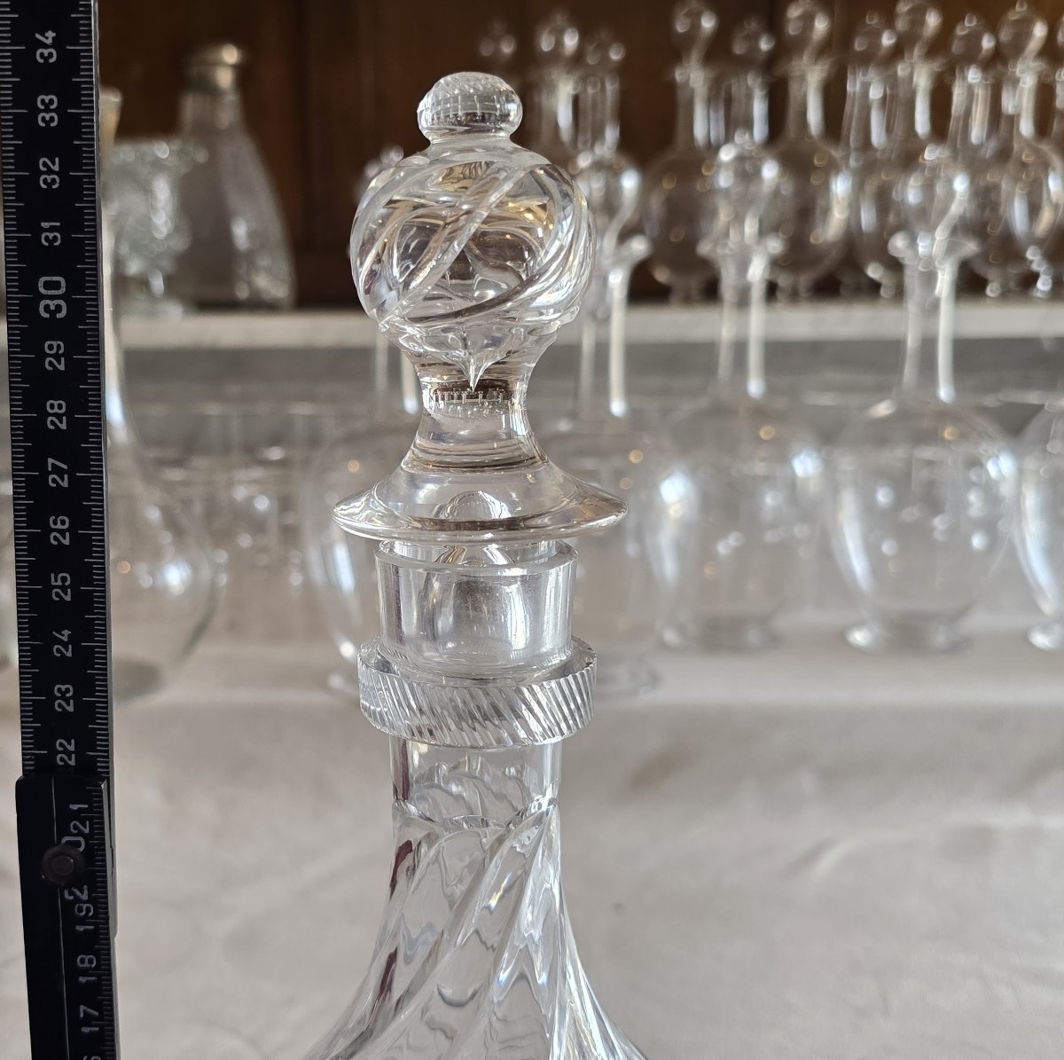 Antique Engraved Crystal Carafe, Attributed To Baccarat-photo-6