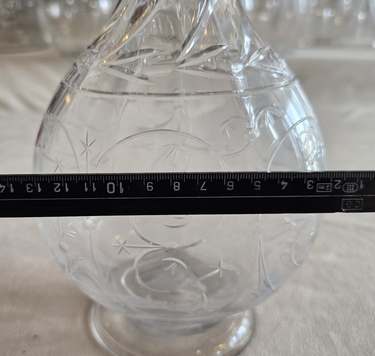 Antique Engraved Crystal Carafe, Attributed To Baccarat-photo-7