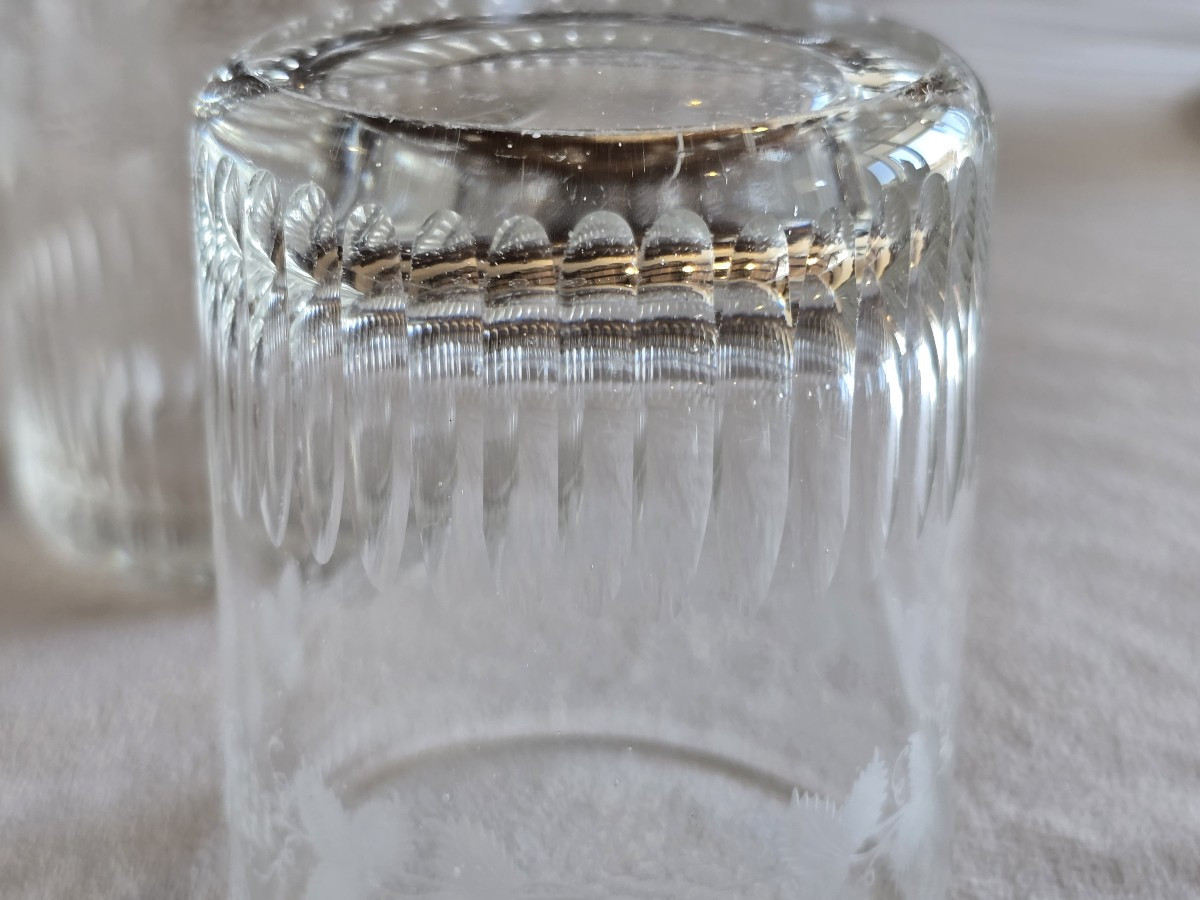 Set Of 6 Antique 19th-century Engraved Crystal Tumblers-photo-4
