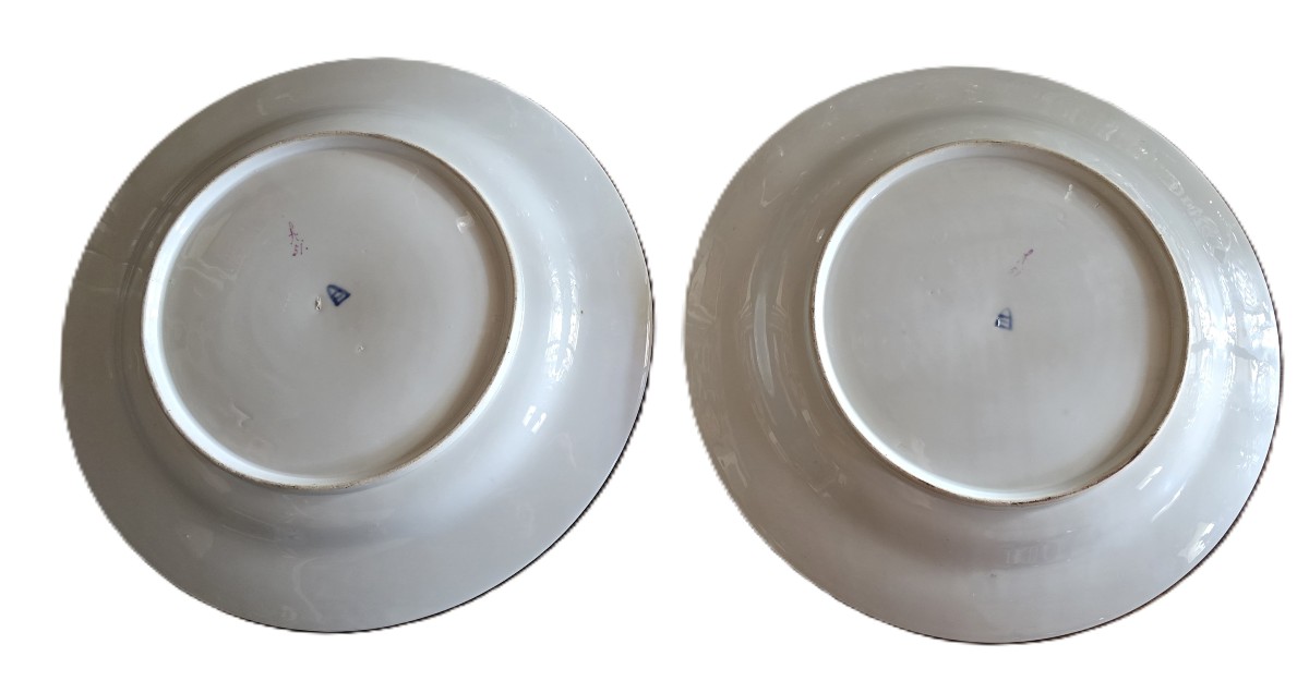 Covered Tureen And Pair Of Antique Viennese Porcelain Plates From The Late 18th Century-photo-5