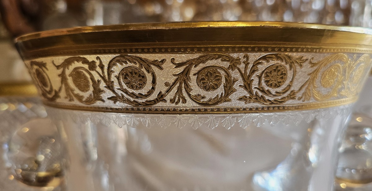 ancien seau à champagne cristal St Louis model Thistle or-photo-4