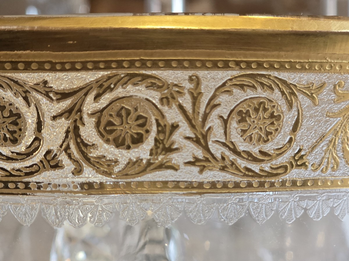 ancien seau à champagne cristal St Louis model Thistle or-photo-3