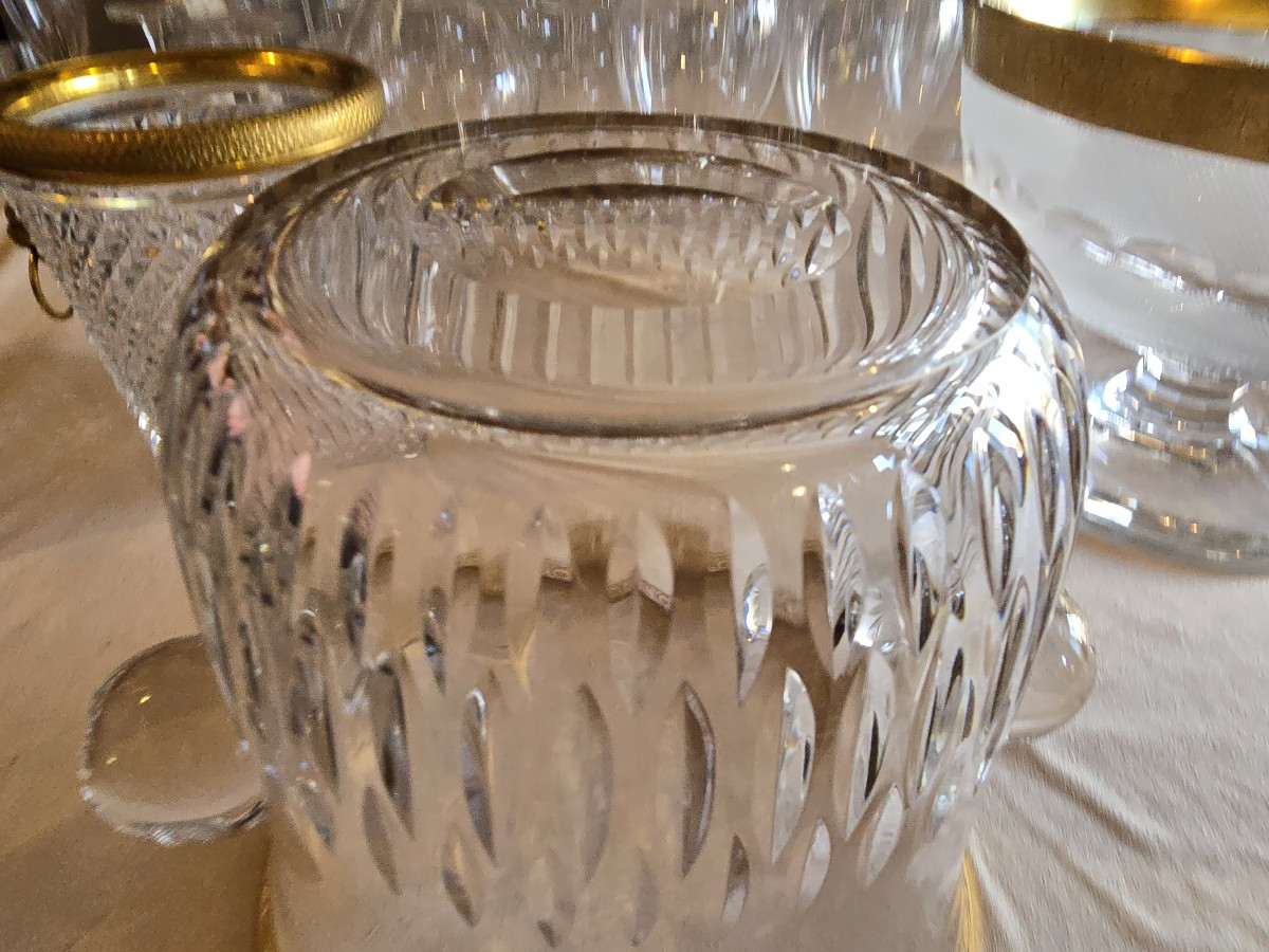 ancien seau à champagne cristal St Louis model Thistle or-photo-5