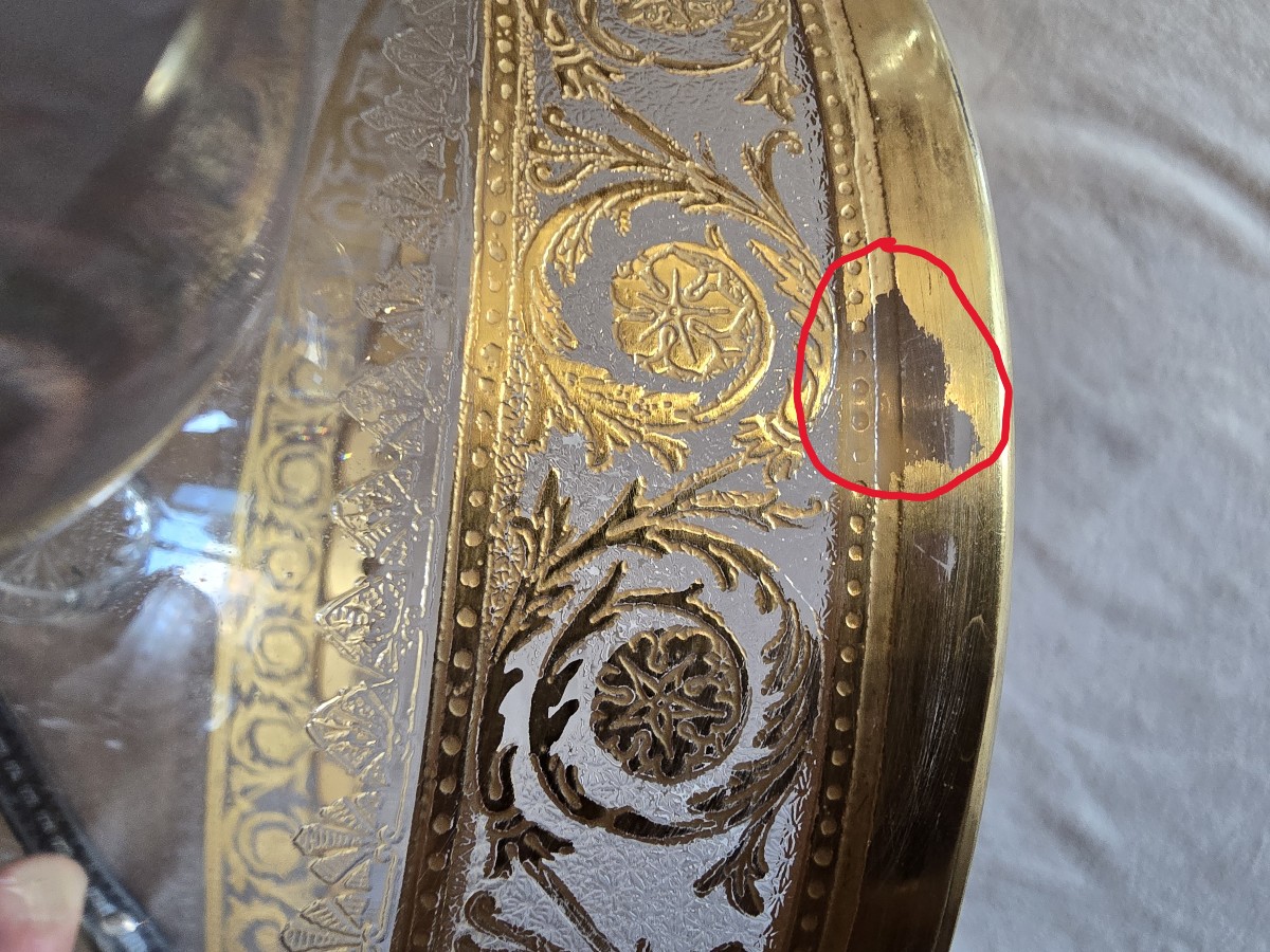 ancien seau à champagne cristal St Louis model Thistle or-photo-8