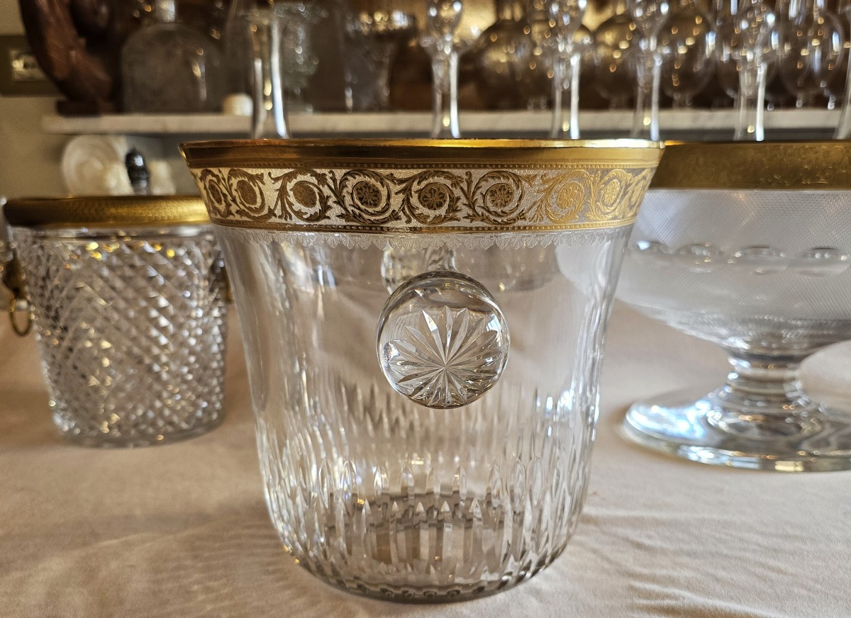 ancien seau à champagne cristal St Louis model Thistle or