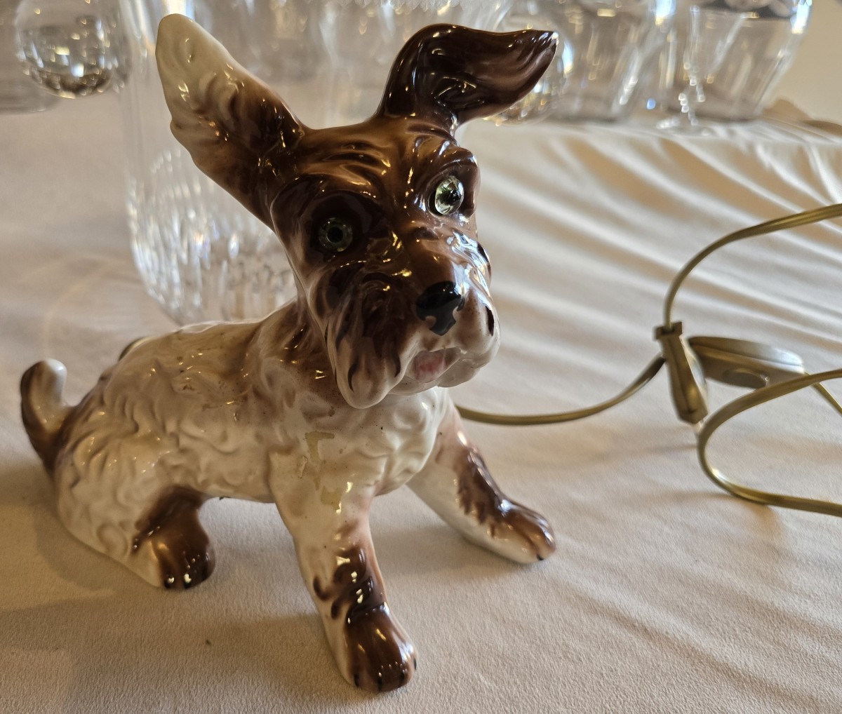 Vintage Ceramic Nightlight Shaped Like A Terrier Dog, Made In Japan