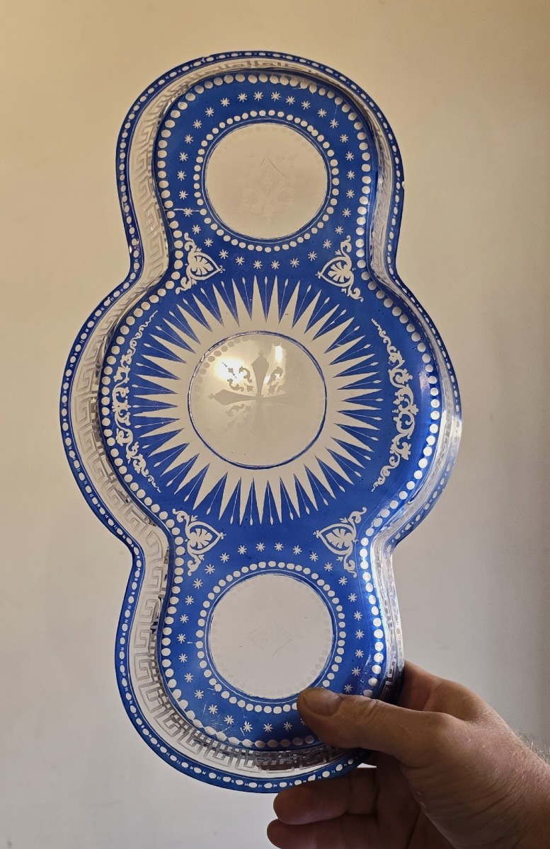 ancien plateau de service liturgique en cristal