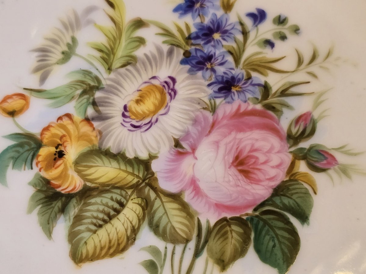 Pair Of Antique English Earthenware Plates Decorated With Flowers-photo-2