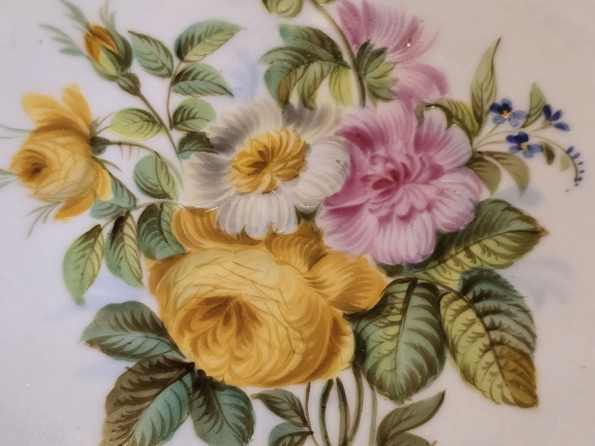 Pair Of Antique English Earthenware Plates Decorated With Flowers-photo-3