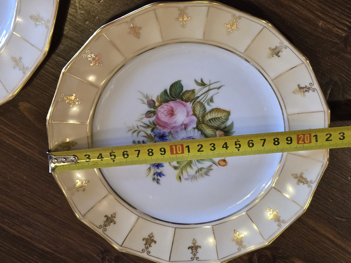 Pair Of Antique English Earthenware Plates Decorated With Flowers-photo-3