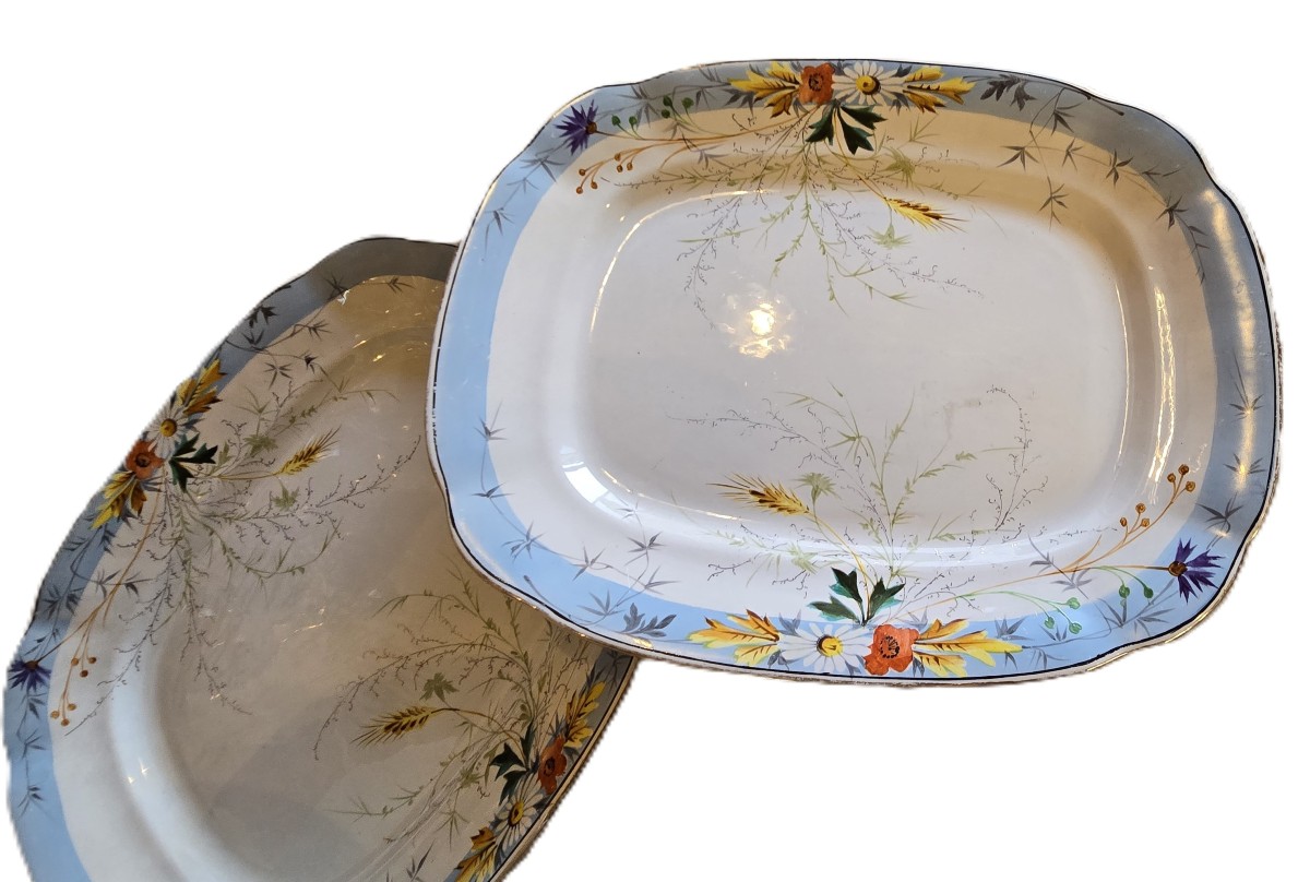 Lot 3 anciennes grandes assiettes en faience peinte Verbanum Stone Laveno-photo-2
