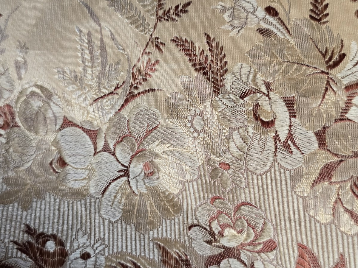 Panel In Antique Silk Lampas – 19th Century (240 × 160 Cm)-photo-3
