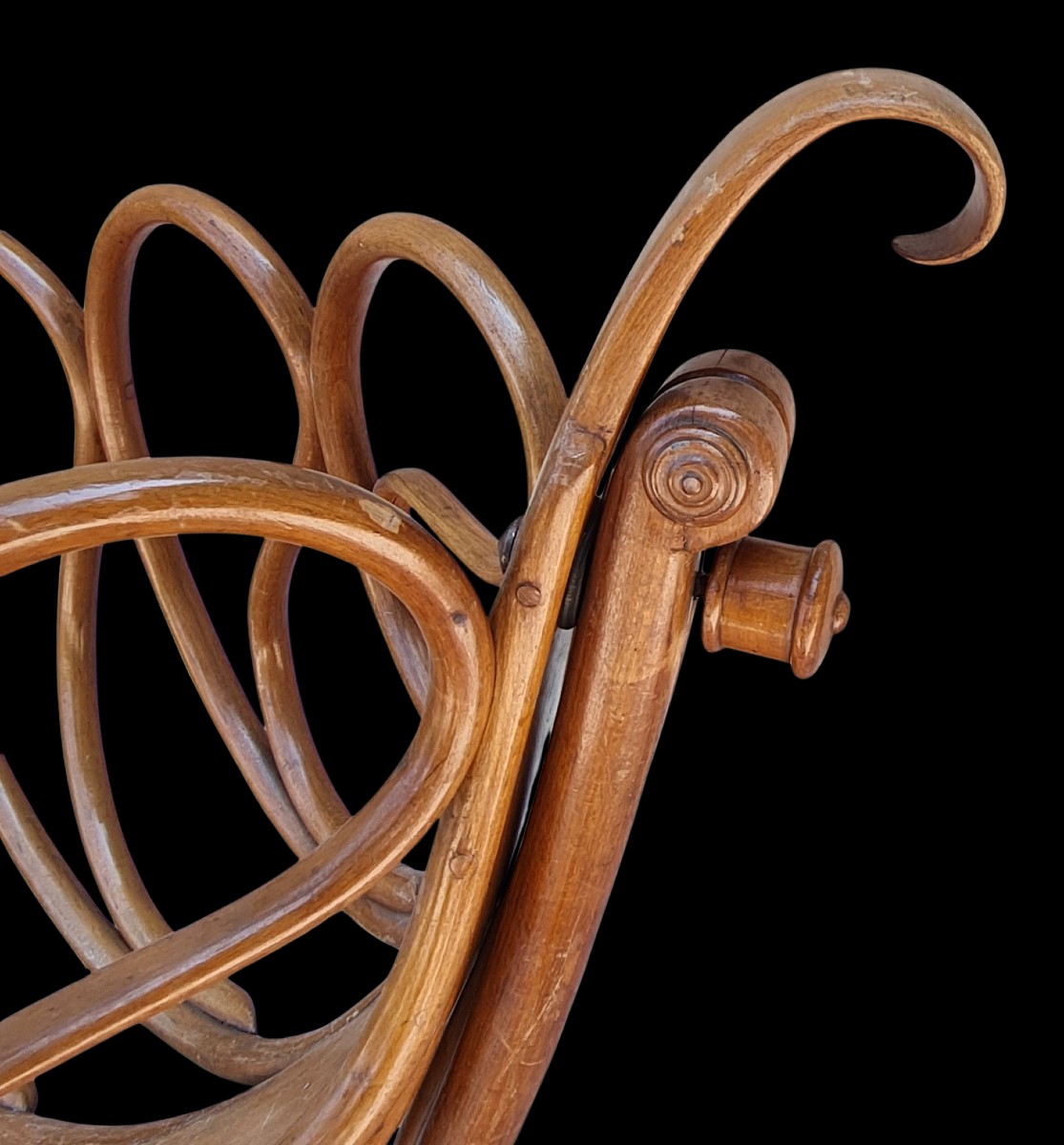 Ancien berceau en hêtre courbé Thonet-photo-4