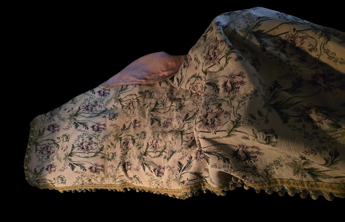 Ancien rideaux, paire de tentures anciennes en gobelin début XX ème siècle-photo-2