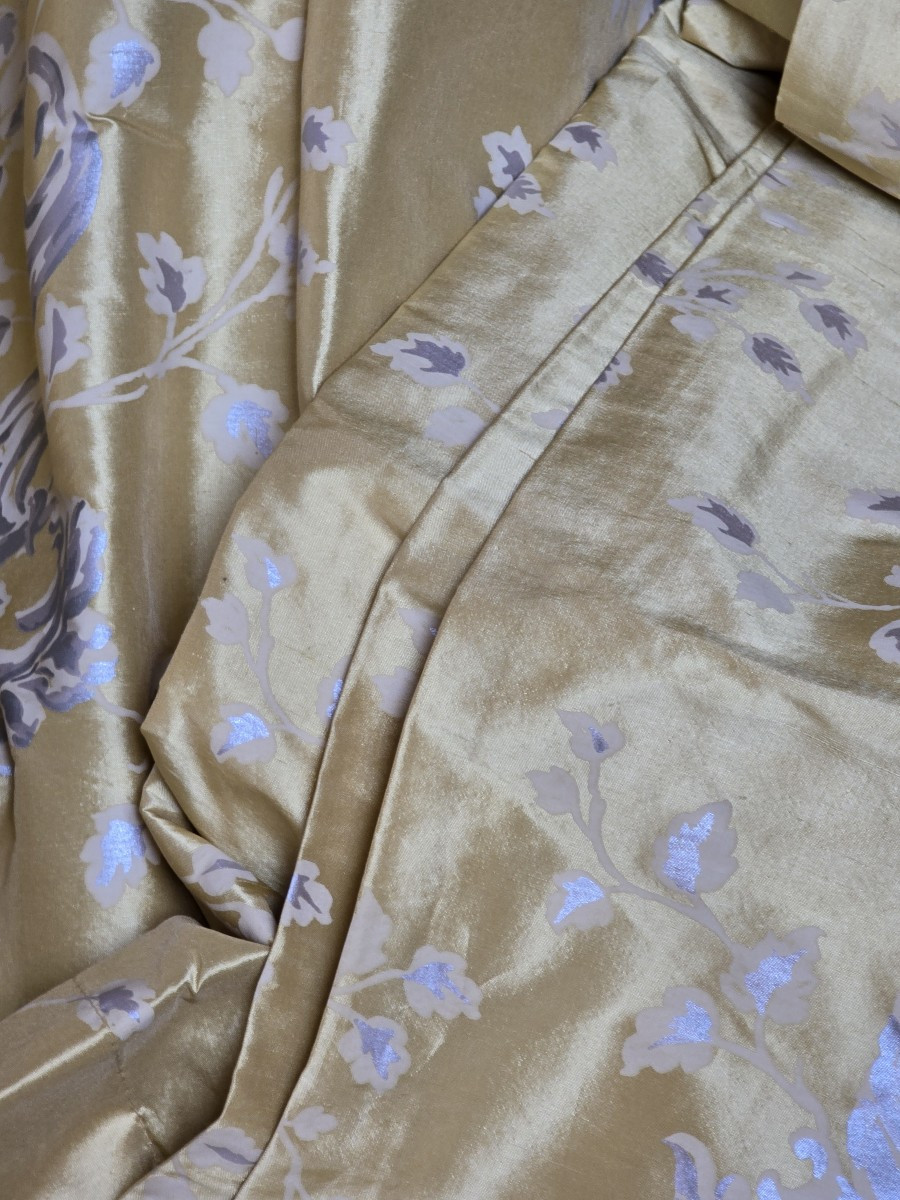 paire de tentures rideaux pure soie Laura Ashley-photo-1