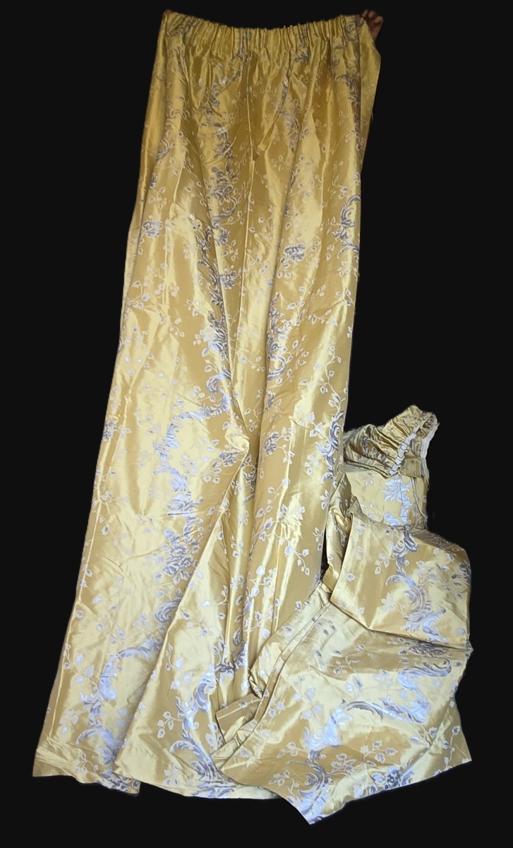 paire de tentures rideaux pure soie Laura Ashley