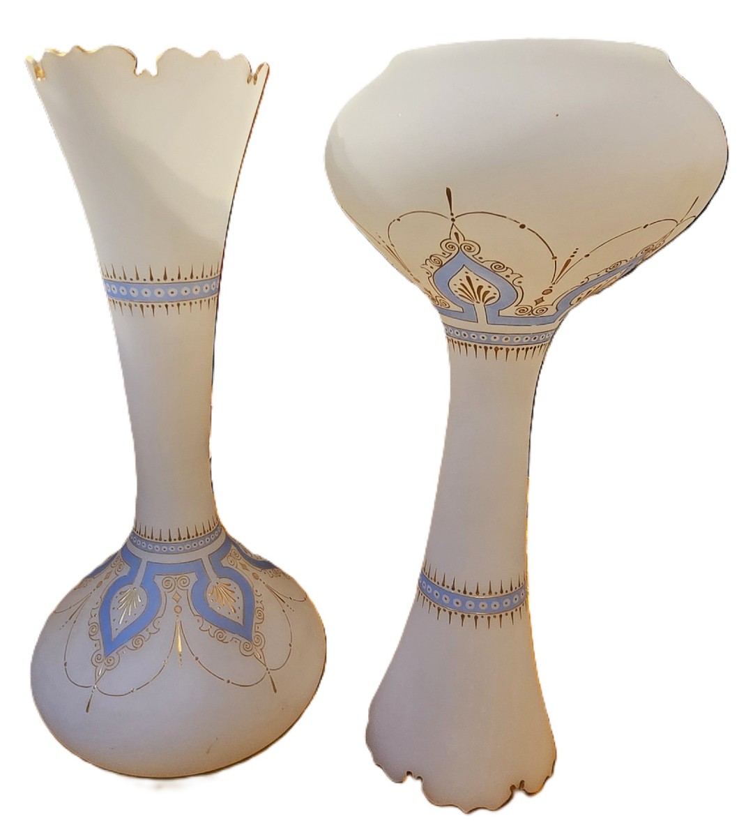 Paire de vases en opaline  émaillée XIX ème siècle  h 45 cm-photo-2
