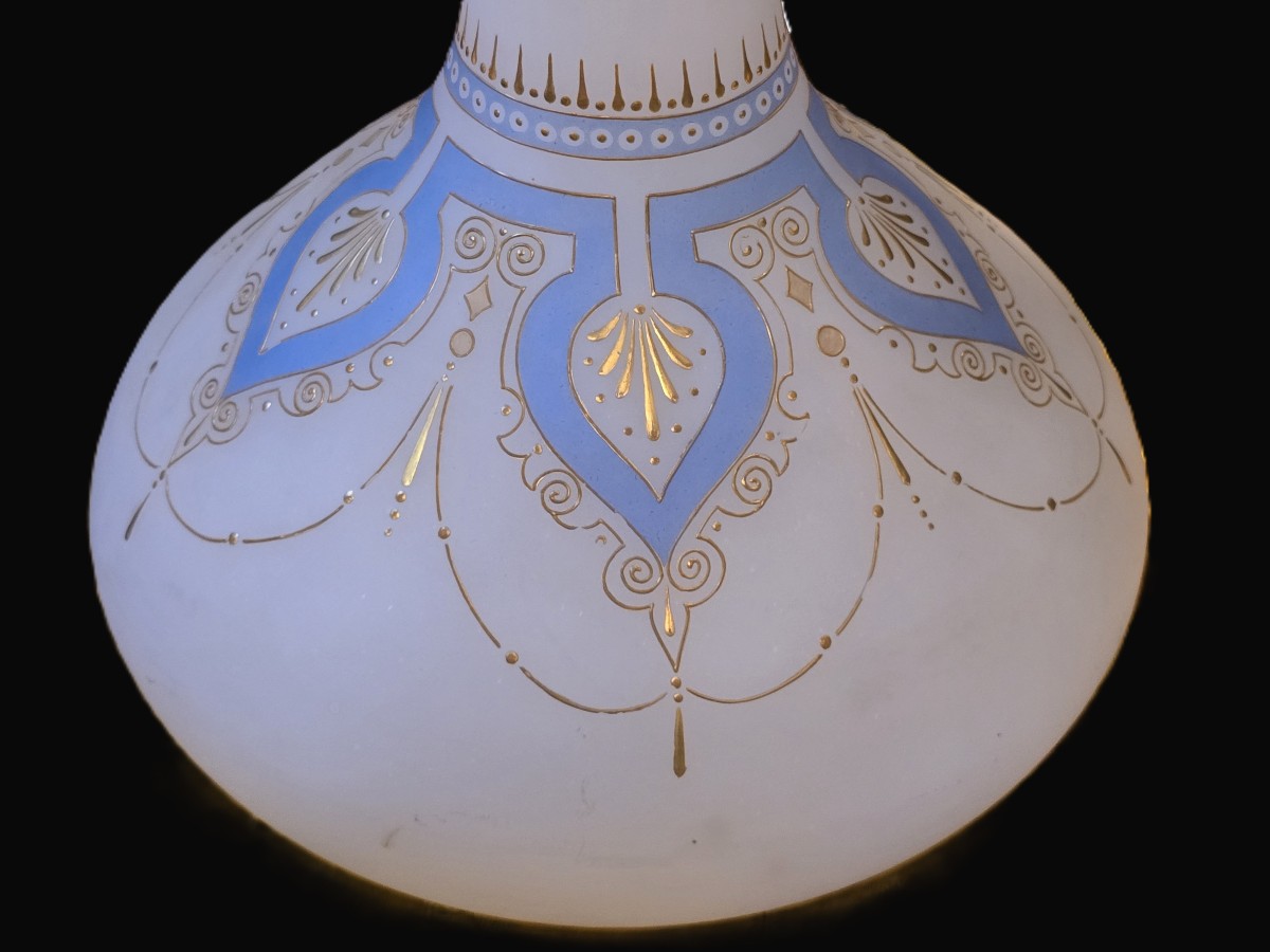 Paire de vases en opaline  émaillée XIX ème siècle  h 45 cm-photo-4