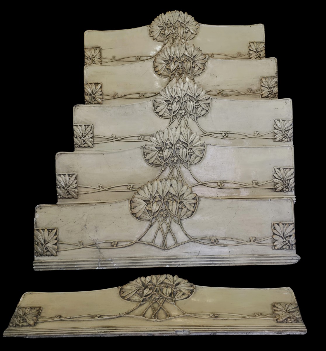 lot de 6 anciens frontons haut-de-porte Art Nouveau 