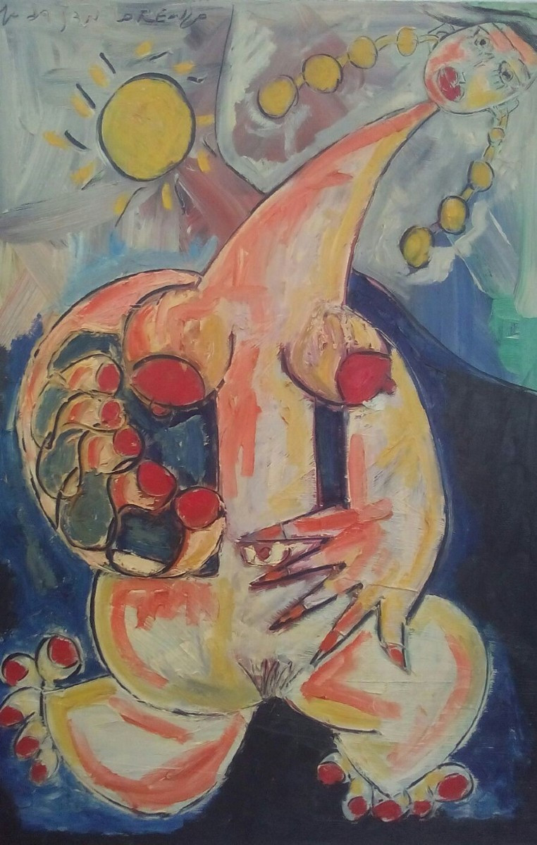 Mizou, Female Nude, Oil On Canvas By Paolo Da San Lorenzo