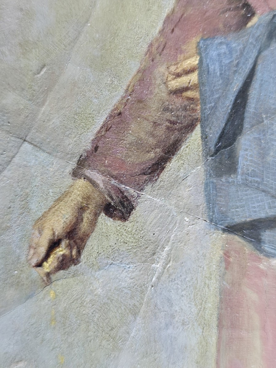 Huile sur papier oeuvre non signée d'un artiste  vénitien fin XIX siècle-photo-1