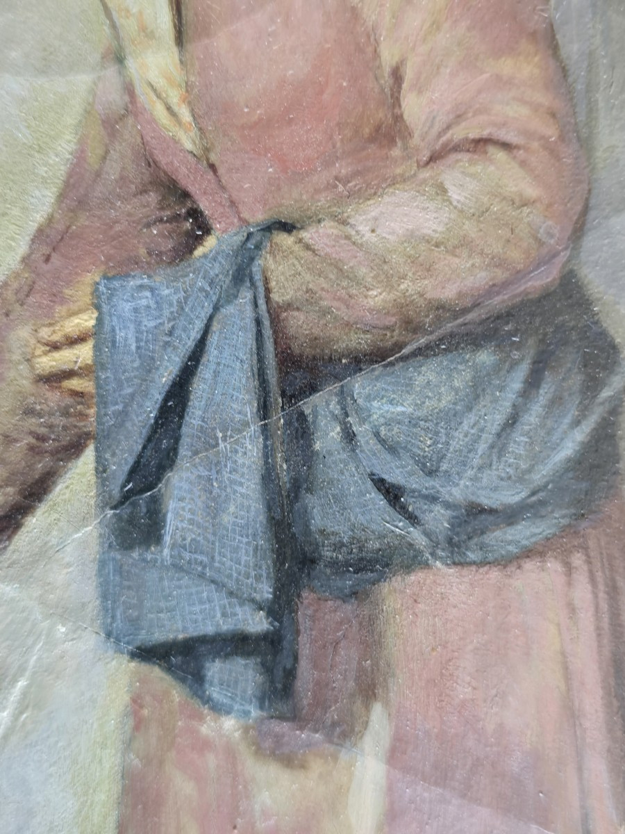 Huile sur papier oeuvre non signée d'un artiste  vénitien fin XIX siècle-photo-2