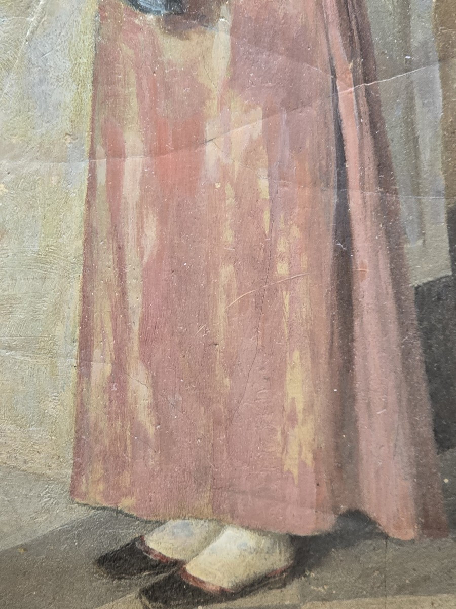 Huile sur papier oeuvre non signée d'un artiste  vénitien fin XIX siècle-photo-4