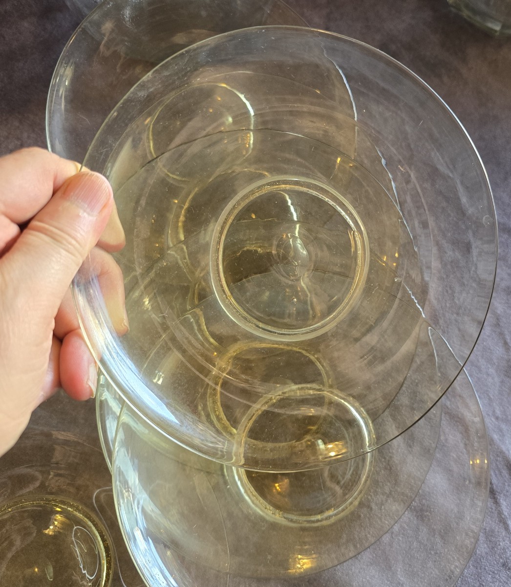 Lot Of 8 Antique Venetian Blown Glass Plates From Murano-photo-4