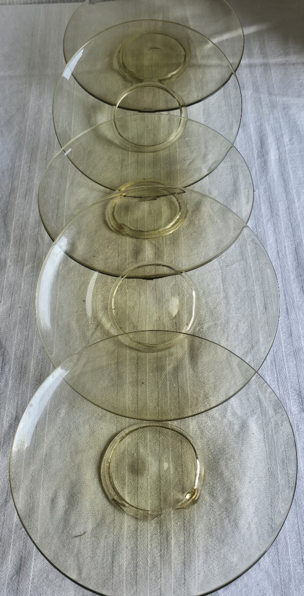 Lot Of 8 Antique Venetian Blown Glass Plates From Murano-photo-1