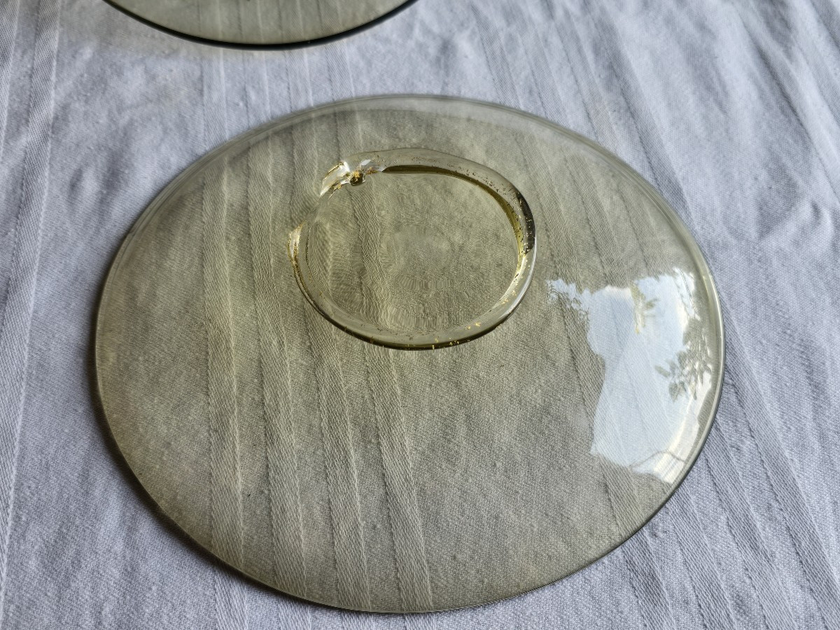 Lot Of 8 Antique Venetian Blown Glass Plates From Murano-photo-2