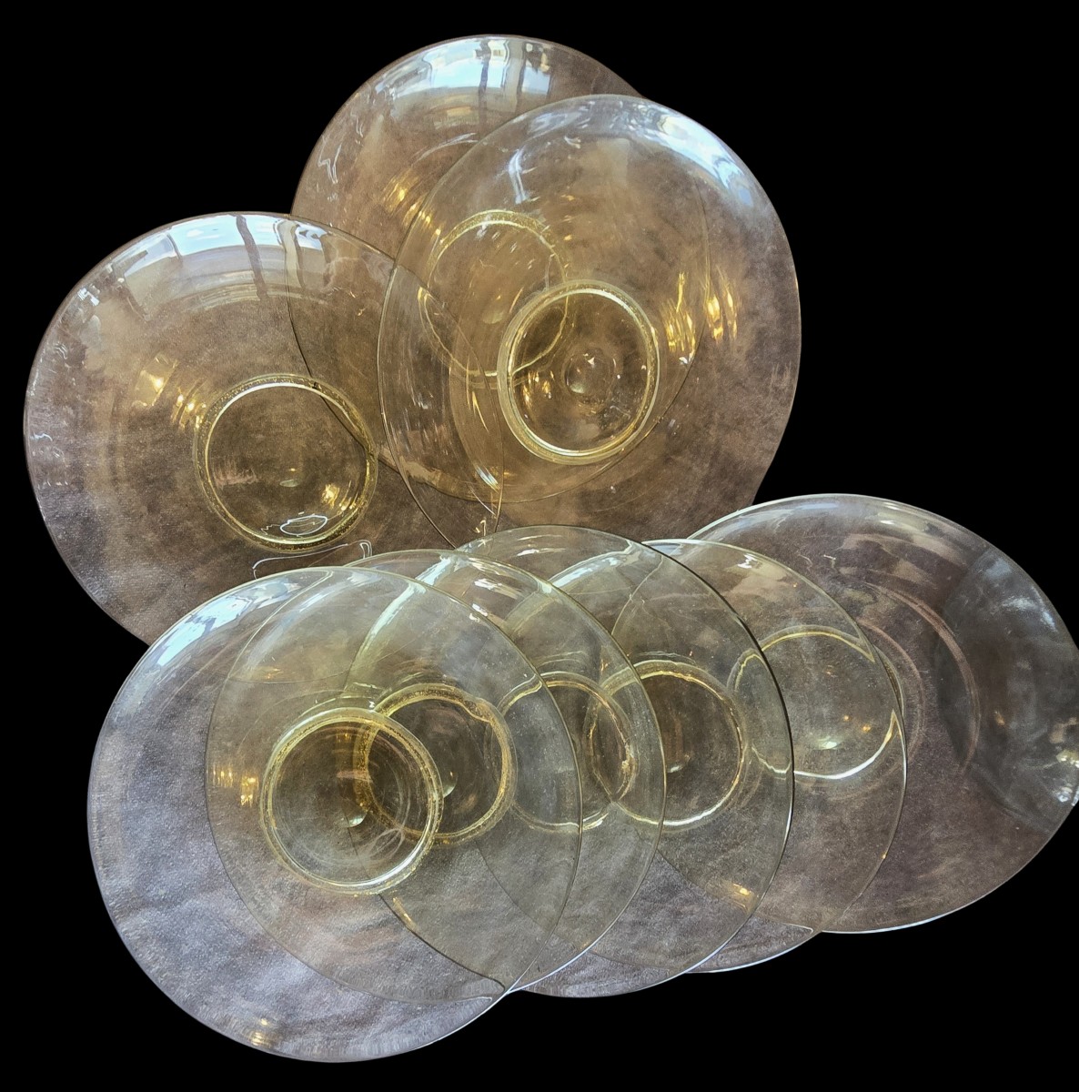 Lot Of 8 Antique Venetian Blown Glass Plates From Murano