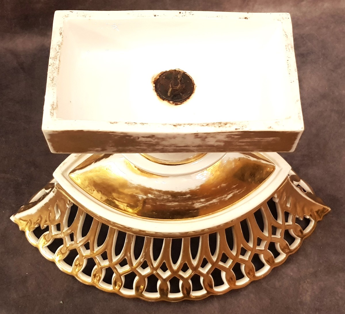 Antique Centerpiece, Pierced Porcelain Bowl From Paris, Restoration Period-photo-2