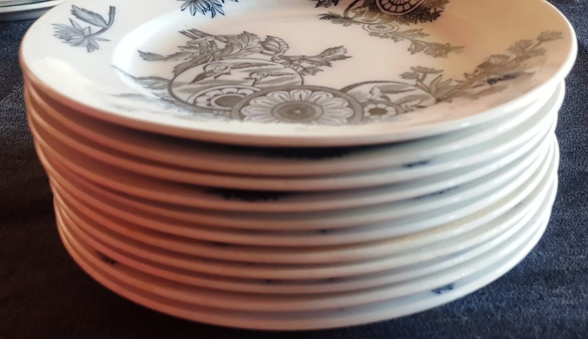Antique Earthenware Dinner Set, 77 Pieces, Società Ceramica Richard, Marsala Pattern-photo-6