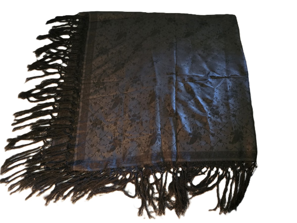 Antique Mourning Shawl In Silk