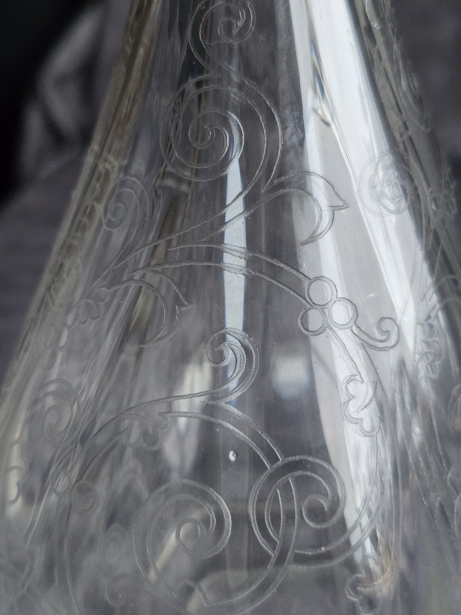 Antique Engraved Crystal Decanter – Bohemia, In The Style Of Moser, Circa 1920–1940-photo-4