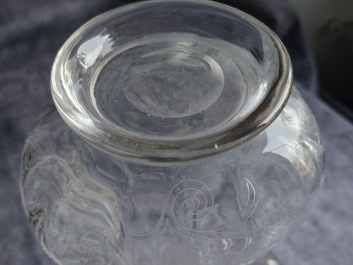 Antique Engraved Crystal Decanter – Bohemia, In The Style Of Moser, Circa 1920–1940-photo-4