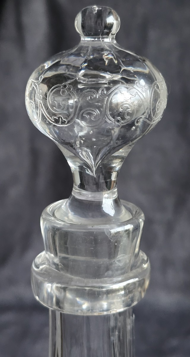 Antique Engraved Crystal Decanter – Bohemia, In The Style Of Moser, Circa 1920–1940-photo-5
