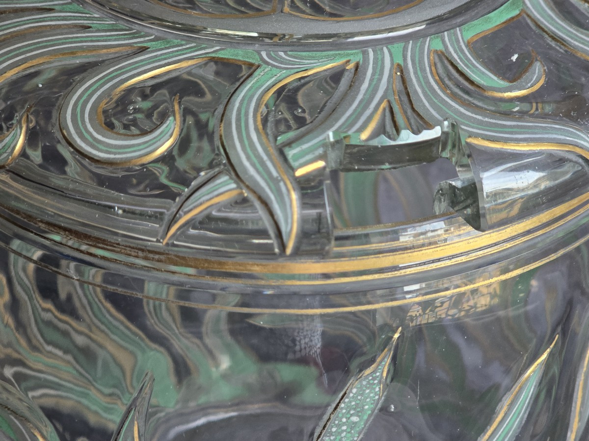 Antique Enamelled Crystal Covered Jar, Bohemia Or Austria, Art Nouveau – Jugendstil-photo-3